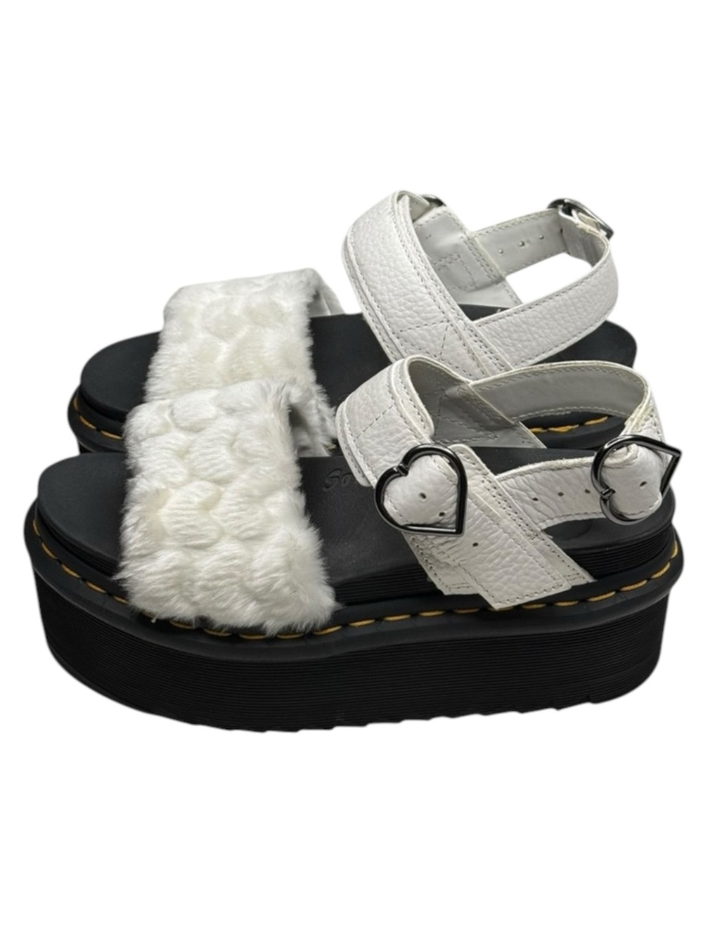 new Dr Martens ☁︎︎ Voss Fluffy Faux Fur Platform Sandal ☁︎︎ White Nappa ☁︎︎ 37 - Picture 8 of 17